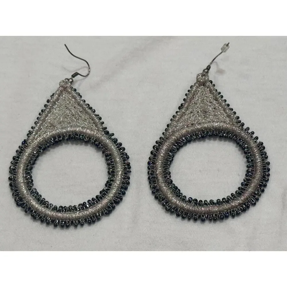 Lori Weitzner Luna Statement Earrings Midnight Drop Circular Artisan Boho